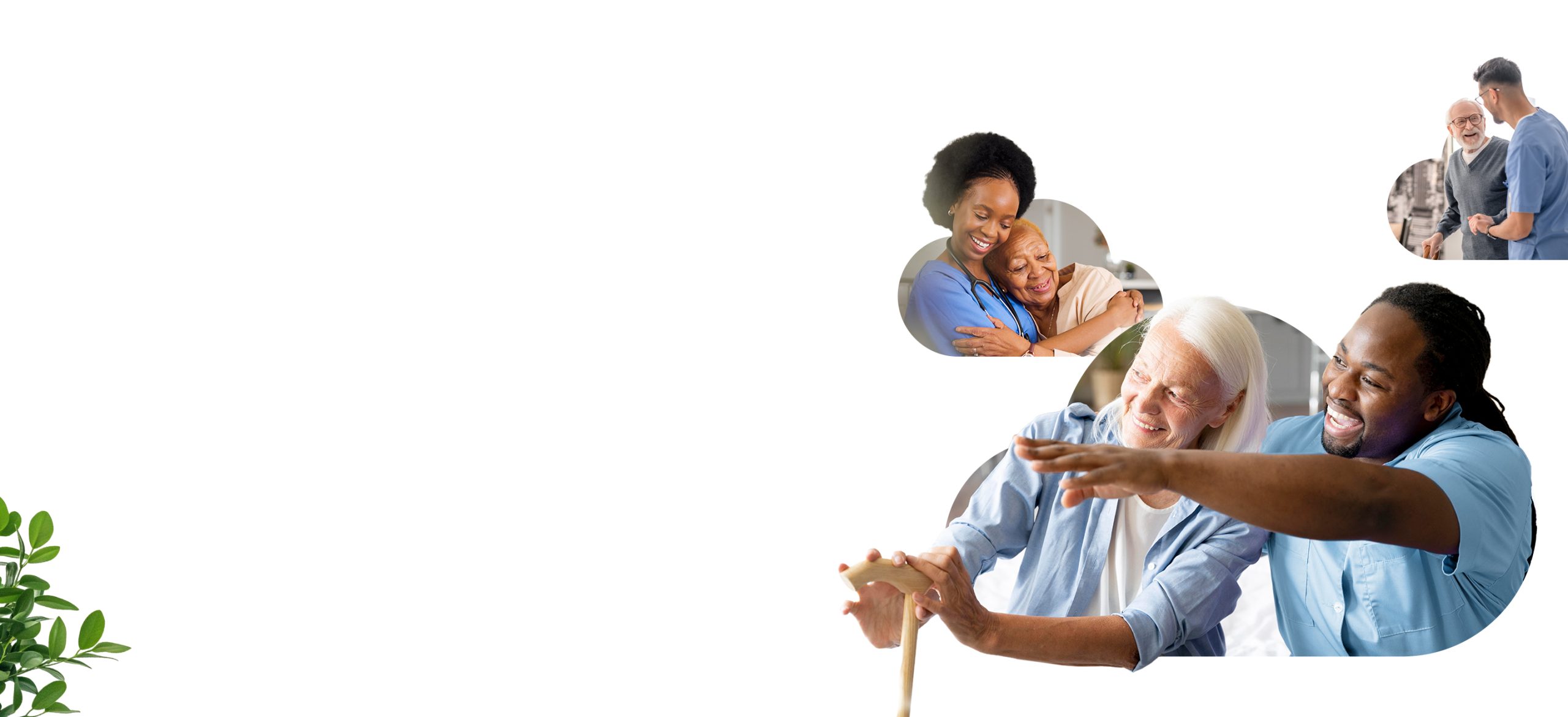 Compassionate in-home caregivers assisting elderly patients with daily living activities